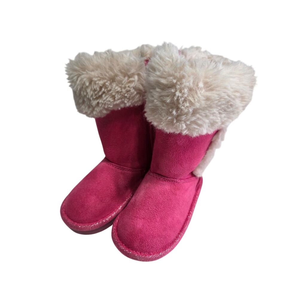 Pink Faux Suede Faux Fur Winter Boots - Toddler 5